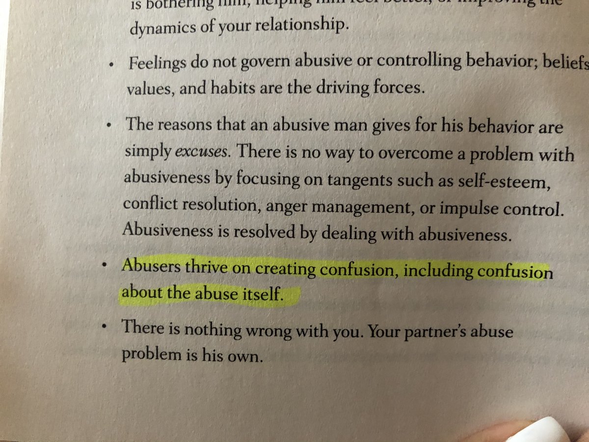 To end the chapter, Bancroft offers a summary of all the myths.He includes a reminder that abusers love the circus. They love the mess. The confusion is a necessary tactic - we know they cannot afford to have people focus on the truth.