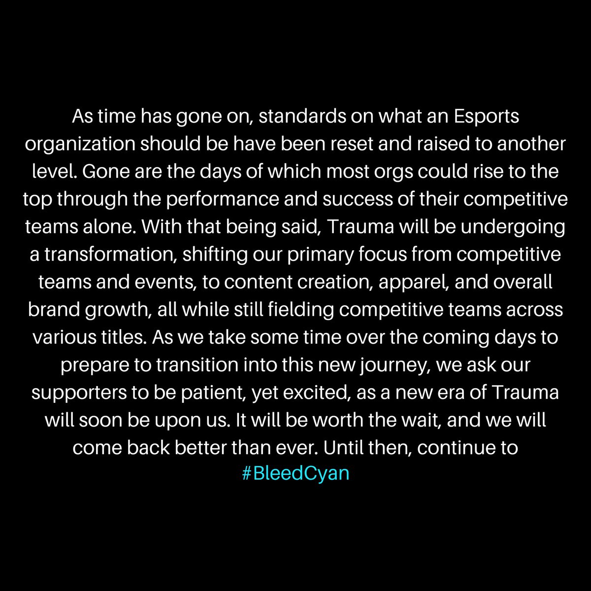 A message regarding the future of Trauma.