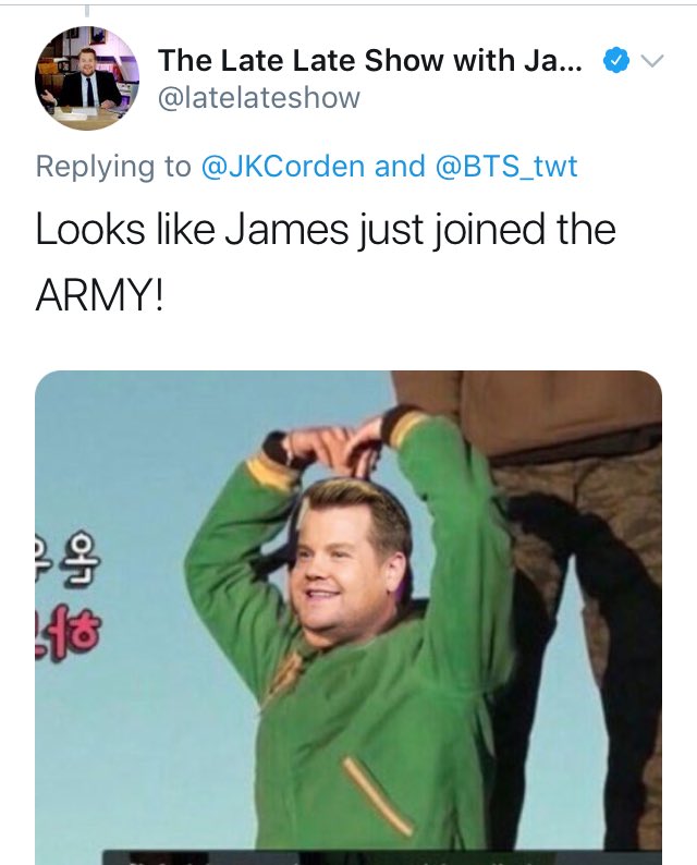 James Corden being whipped over bts