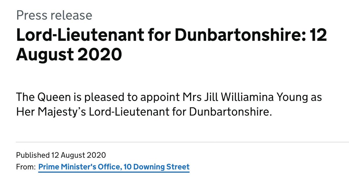 1.40am. Why not?So the game is, find a new appointment listing on .gov.uk https://www.gov.uk/government/news/lord-lieutenant-for-dunbartonshire-12-august-2020