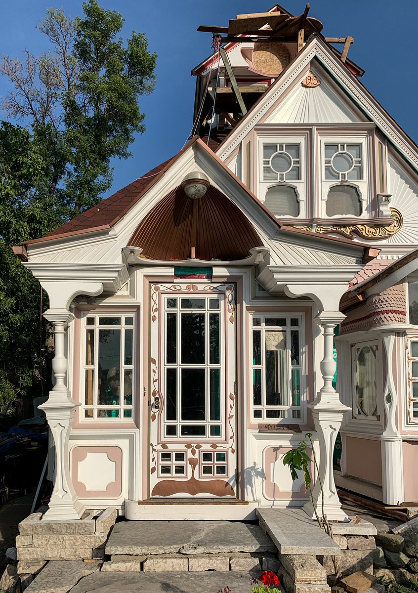 Something special happening on Henderson in Elmwood. A talented carpenter is bringing the lost Queen Anne style splendour back to his mother’s home, built in 1913. The details were removed and bricked over in the 1950’s. All hand built woodwork. Amazing.