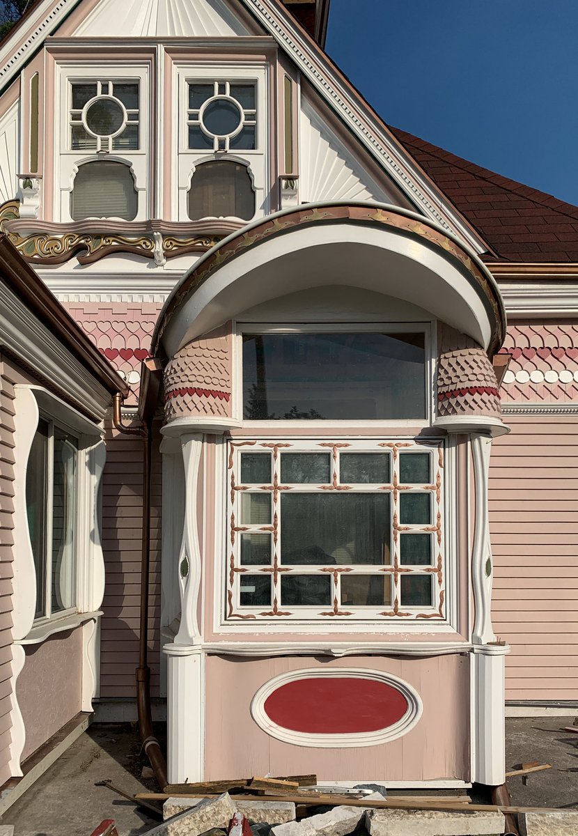 Something special happening on Henderson in Elmwood. A talented carpenter is bringing the lost Queen Anne style splendour back to his mother’s home, built in 1913. The details were removed and bricked over in the 1950’s. All hand built woodwork. Amazing.