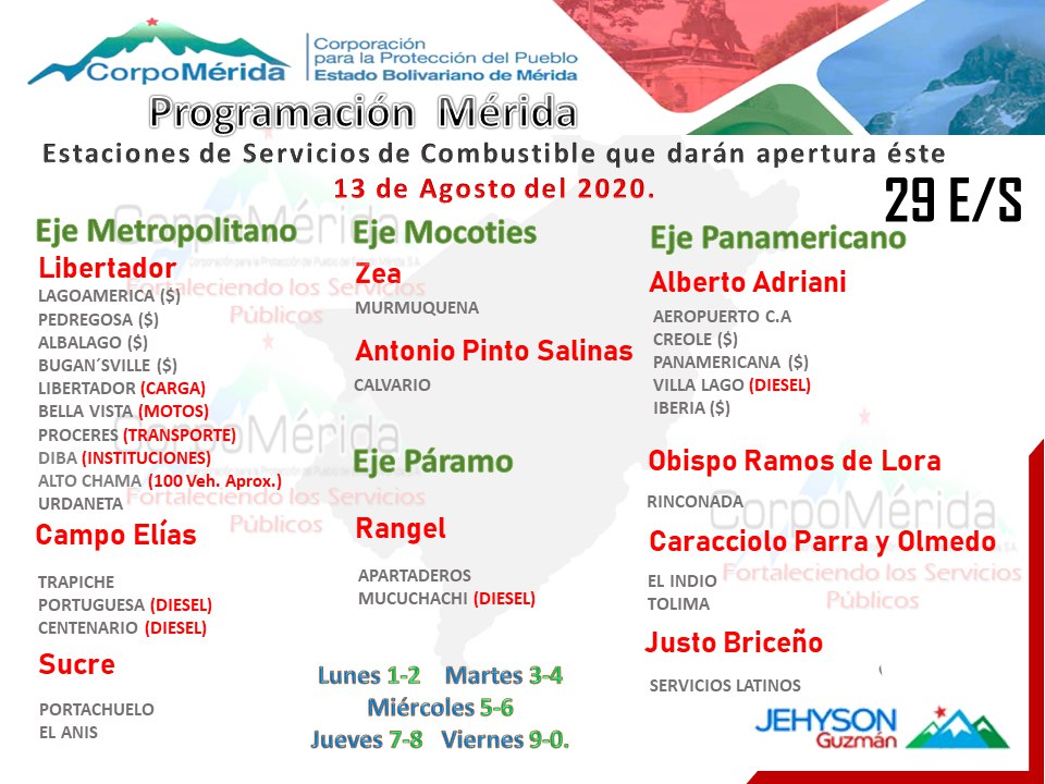 ivanrive3's tweet photo. ÚLTIMO MINUTO #Oficial Conoce las estaciones de servicio que abrirán éste JUEVES #13Ago en el estado Mérida, información aportada por la Mesa Técnica del Combustible. 

📣 Recuerda cumplir las medidas de prevención del #Covid_19: 

#UsaElTapaBoca
 #DistanciamientoSocial https://t.co/FRflmgbNqi