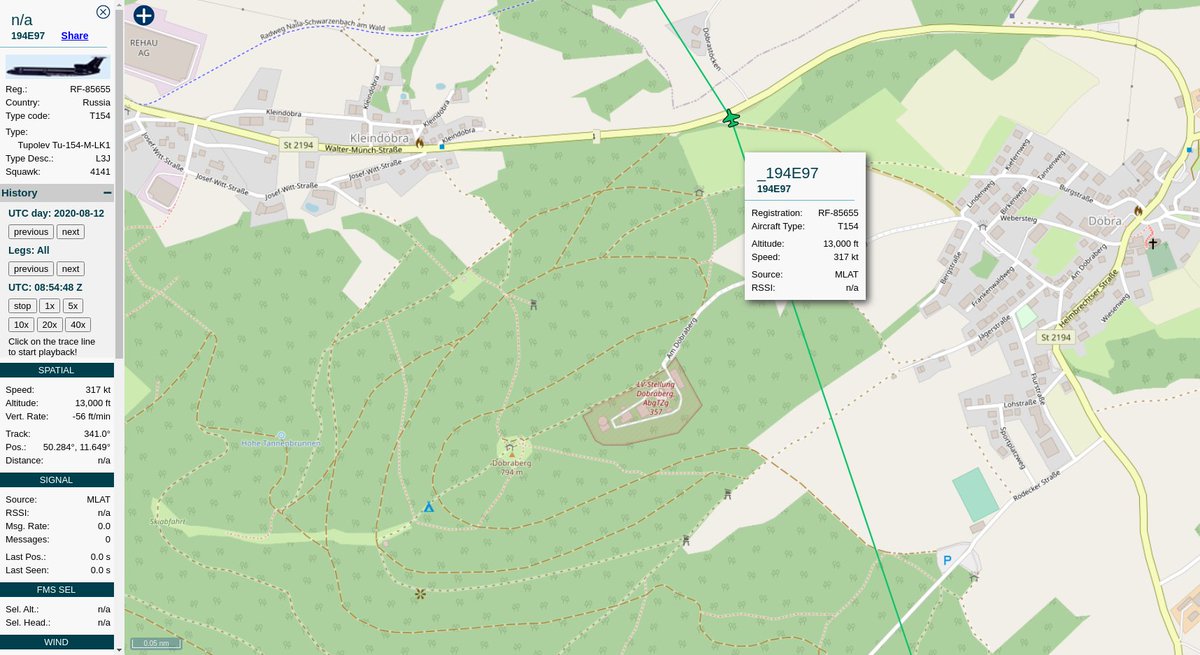 Long range radar facility near 50.284°, 11.649° in Döbraberg.