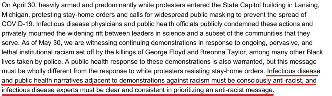 5/As it turns out, No.They will be "prioritizing an anti-racist message."Not a public health messageNot a message about Covid Not a message about social distancingWe're in a pandemic and the medical profession has decided to put wokeness above medical care.Have a look: