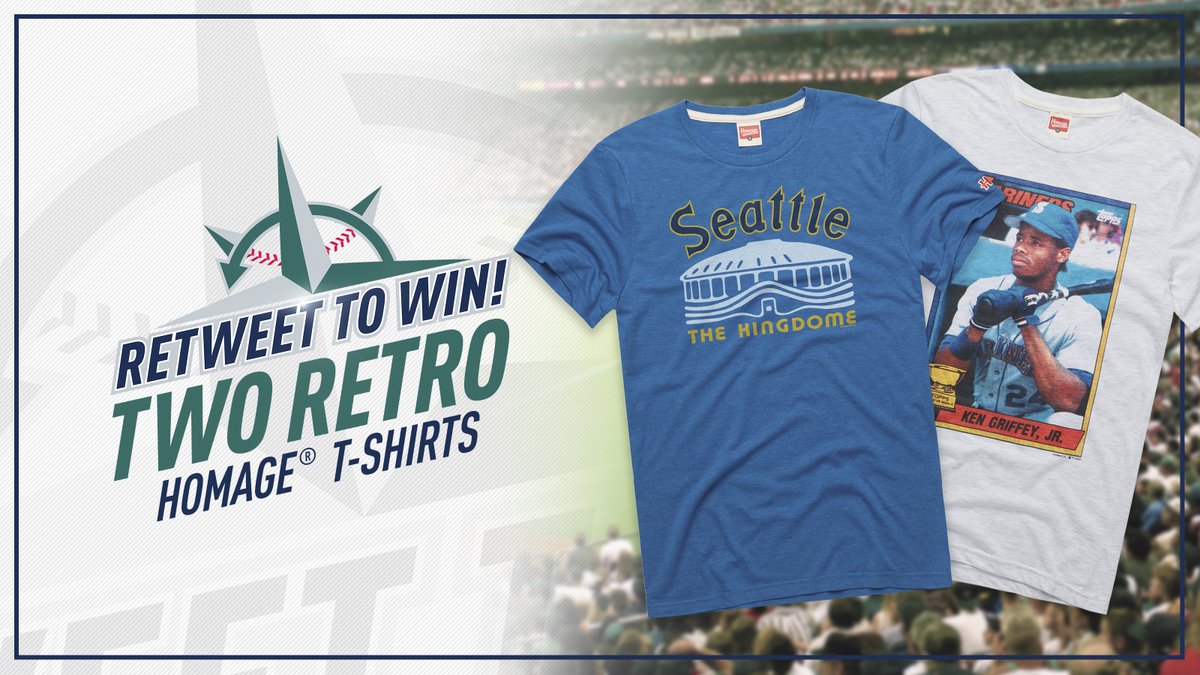 Mariners's tweet image. ⏰ RETWEET TO WIN ⏰ 

It’s another #MarinersTBT and we’re giving away some retro gear. Make sure you’re following @MarinersStore for a shot to win these t-shirts from @HOMAGE.