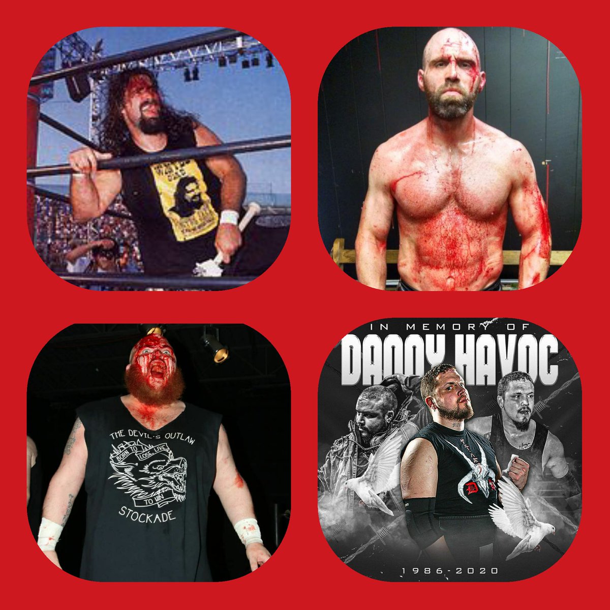 djswagerfic's tweet photo. Here are my 4⃣ horsemen of the appoclypse #deathmatch aces @thekingnickgage @TremontH2O @RealMickFoley #catcusjack and @DannyHavocSite #RIPDANNYHAVOC it was tough @THETOMMYDREAMER is close 5th @carpenbarker @Matthew669691 @WrestlingJebus @wizardspodcast who ya got https://t.co/86BhC1ejcz