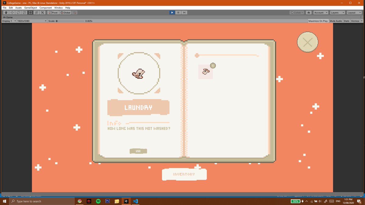 akusikei's tweet photo. it took me two weeks to figure out my code was still disabling the image and now it's upside down lol just gotta rotate it and add more functions and I'm almost done with the inventory system! 
#gamedev #artph https://t.co/zmYXHrKdV3