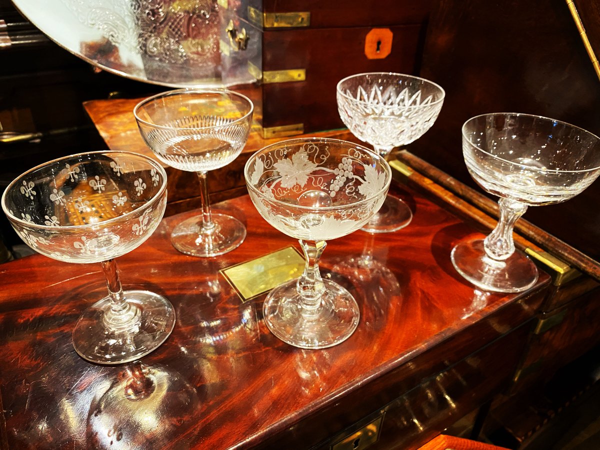 Whatever your champagne moment, we most probably have a great champagne glass for you. #champagne #champagnemoment #champagneglass #champagnecoupe  #champagnepop #no1fordrinkingglasses #barhamantiques   #antiquechampagneglasses #vintagechampagneglasses  #vintagechampagneglass