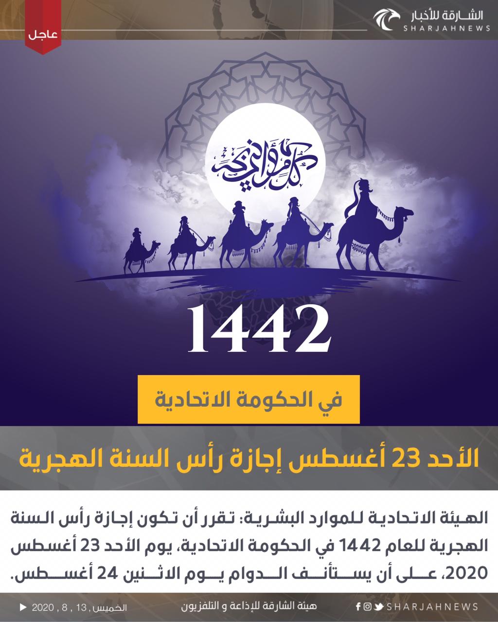 Ø§Ù„Ø´Ø§Ø±Ù‚Ø© Ù„Ù„Ø£Ø®Ø¨Ø§Ø± Twitterissa ØªÙ‚Ø±Ø± Ø£Ù† ØªÙƒÙˆÙ† Ø¥Ø¬Ø§Ø²Ø© Ø±Ø£Ø³ Ø§Ù„Ø³Ù†Ø© Ø§Ù„Ù‡Ø¬Ø±ÙŠØ© Ù„Ù„Ø¹Ø§Ù… 1442 ÙÙŠ Ø§Ù„Ø­ÙƒÙˆÙ…Ø© Ø§Ù„Ø§ØªØ­Ø§Ø¯ÙŠØ© ÙŠÙˆÙ… Ø§Ù„Ø£Ø­Ø¯ 23 Ø£ØºØ³Ø·Ø³ 2020 Ø§Ù„Ø´Ø§Ø±Ù‚Ø© Ù„Ù„Ø£Ø®Ø¨Ø§Ø± Ø§Ù„Ø¥Ù…Ø§Ø±Ø§Øª Https T Co Dabwpikjoz