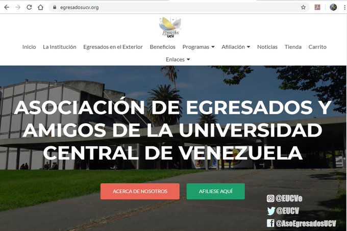eucv's tweet photo. ¡Amigos y #EgresadosUCV!

Los invitamos a inscribirse en nuestra web: https://t.co/fsoGz5xQKw (si falla, escribe a ucvegresados@gmail.com) y si estás en el exterior https://t.co/U1wz6QETJT, desde aquí puedes aportar a proyectos que contribuyen con nuestra #UCV 

#YoPorLaUCV https://t.co/GhFtvWSfAZ
