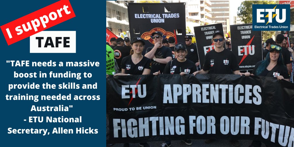 ETU_national's tweet image. Today is #NationalTAFEDay, and the time to recognise how important this educational institute is to our past, current and future workforce. 
#keepitpublic @AEUfederal