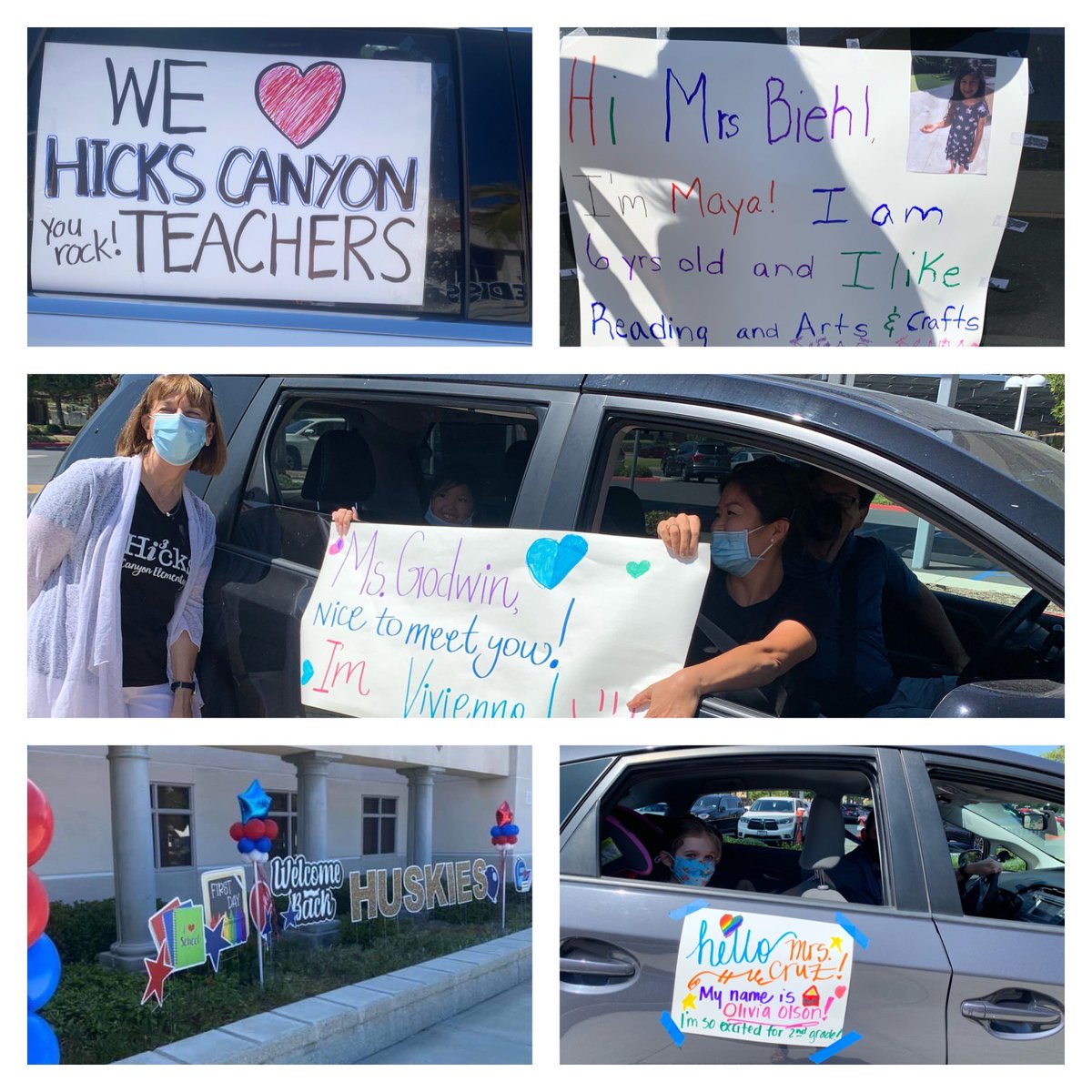 ⁦Ts and Ss @hickscanyontusd⁩ were so excited to meet each other at our back to school car parade! It’s going to be an awesome year of learning! HCE Huskies #gothedistance #wearetusd