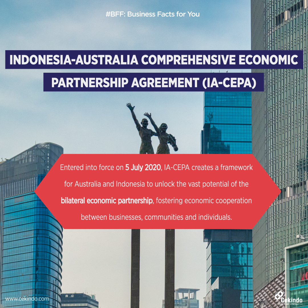Cekindo's tweet photo. Good news, Australia!

The Indonesia-Australia Comprehensive Economic Partnership Agreement (IA-CEPA) has finally come into effect on July 5, 2020. The #agreement would boost the trade competitiveness of both countries, even more than ever. https://t.co/yCAyrKYqQQ
