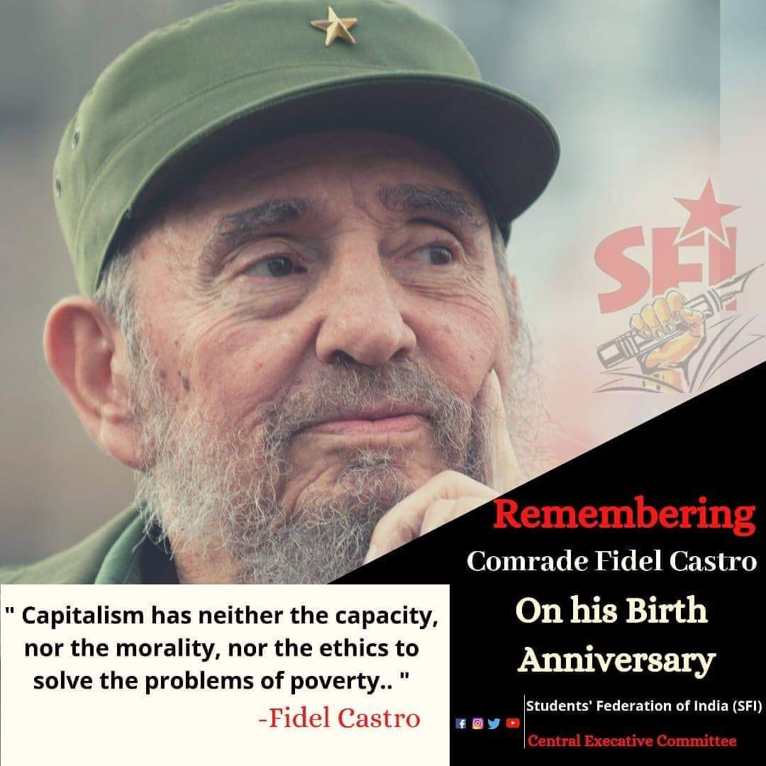 KMSachinDev1's tweet photo. Remembering Com. Fidel Castro on his Birth Anniversary
#SFI50 https://t.co/PJKdPIVpZs