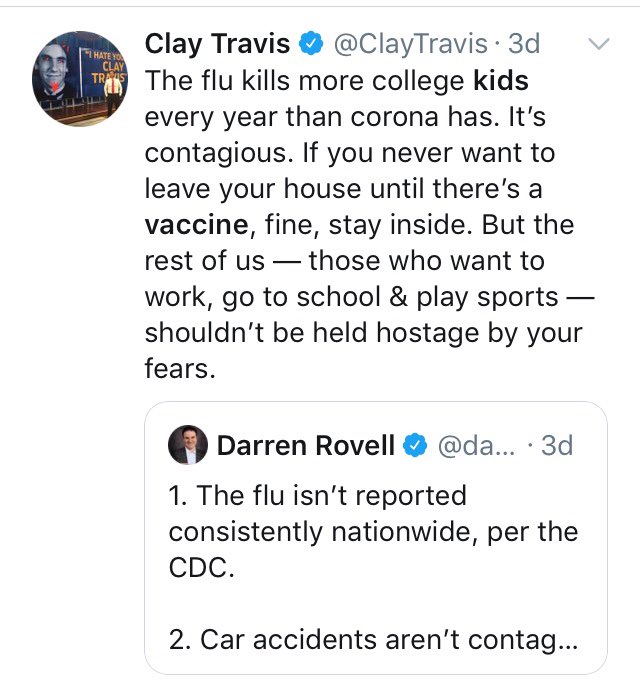 This “sports” guy comes up first and twice w/ “covid isn’t a big deal, not vaccinating is my right as an ****** who doesn’t care about other people” messages Gross /1