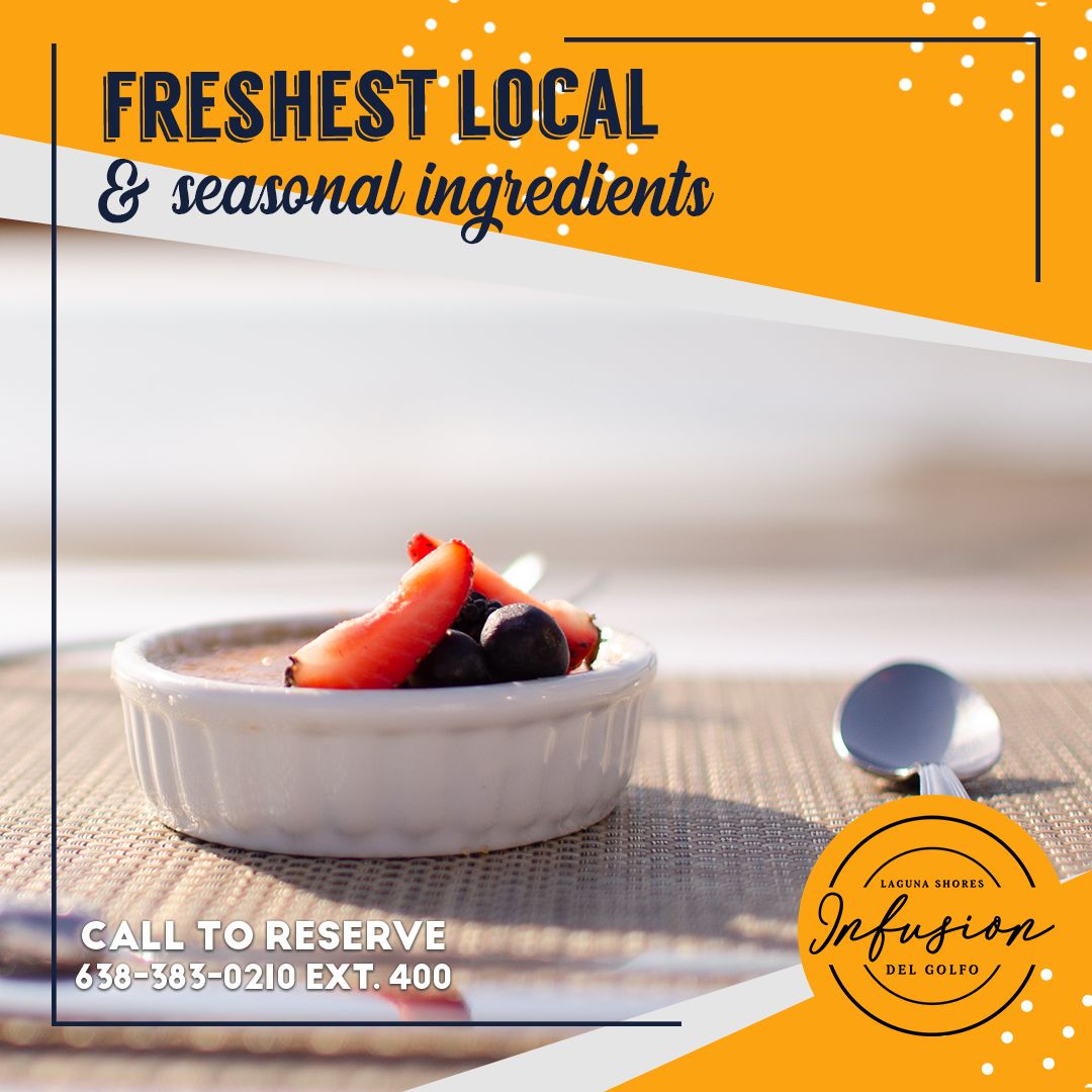 DelInfusion's tweet image. You can't miss the taste of our delicious homemade desserts with seasonal fruit, we have sorbet, ice-cream, carrot cake with ginger and VANILLA CRÈME BRÛLÉE.
Call and reserve at: 638-383-0210 ext.400

buff.ly/3egiPJp
#freshandhealty #winelovers #lagunashoresresort