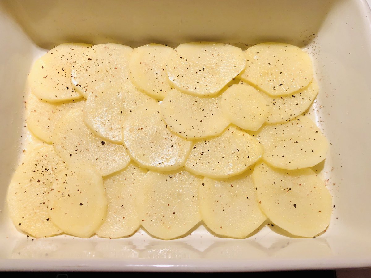 Uma camada de batatas