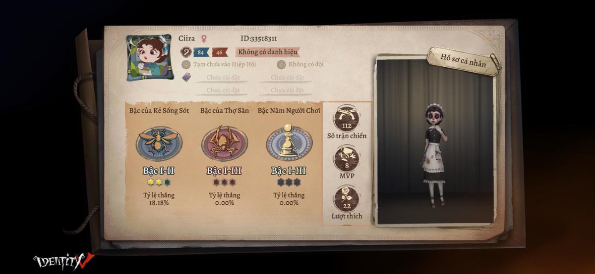 NinhZhu's tweet photo. Tôi đang chơi Identity V. Bạn nghĩ đó là game ư? https://t.co/uMHMoKWlzK