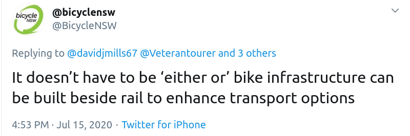 <a href="/davidjmills67/">Dave Mills 🍀💉</a> <a href="/BicycleNSW/">@bicyclensw</a> <a href="/NERTinc/">NewEnglandRailTrail</a> Of course <a href="/BicycleNSW/">@bicyclensw</a> recently raised the very point that rail supporters have been asking for the last five plus years, why can't your proposal encompass the compromise of rails-with-trails? You selfishly want the lot!
