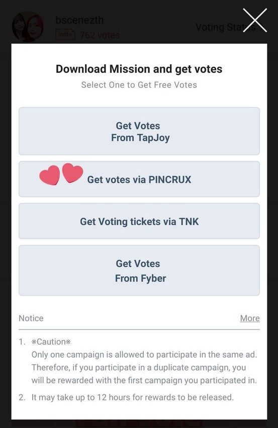 Get Free vote via PINCRUX ~