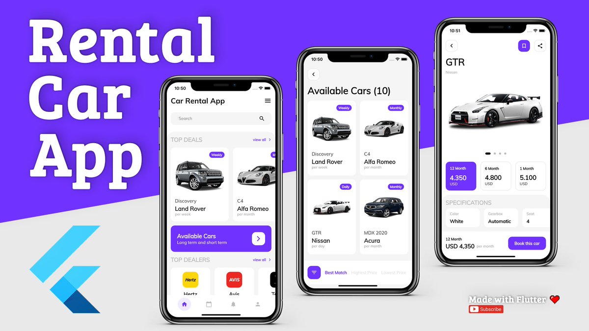 AllAboutFlutter's tweet image. 🚀Nice, clean and modern Car Rental #App #UI #Design using #Flutter 😍
👉youtu.be/u3z-qQjZ2ZM (source code)
@FlutterDev @r_FlutterDev @FlutterComm @EsFlutter 
#flutterdev #learntocode #100DaysOfCode #MobileApp #FlutterDay #dartlang