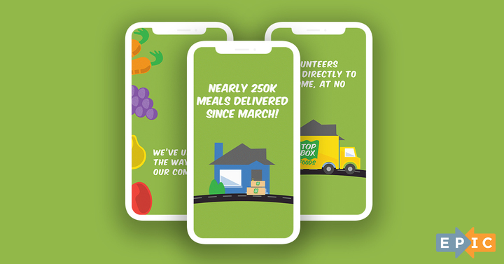 MarkDro's tweet photo. EPIC Sprints in Action No. 7: Top Box Foods 
We updated an anthem video as well as social content and messaging. Kudos: CD @MicheleUnderwood; Animator @DanSharkey; Design @NoraGuerrero; Copy @CandiceCaldwell; Strategy @MollyMcCarthy. Join an EPIC team: https://t.co/NTH1pgYXVK https://t.co/IjZEJ3ZIW6
