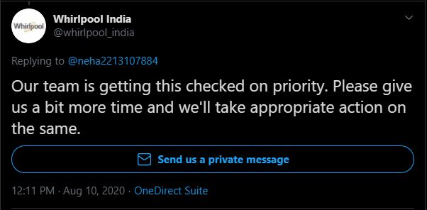 Nehakazare22's tweet photo. What is the limit ? When is the wait getting over ? Could you specify as its been over months of complaining of non working machine followed by the money taken under the name of AMC for non working machine? 
#CustomerService @WhirlpoolCorp @WhirlpoolCare
 @whirlpool_india https://t.co/WoHfxHaKTf
