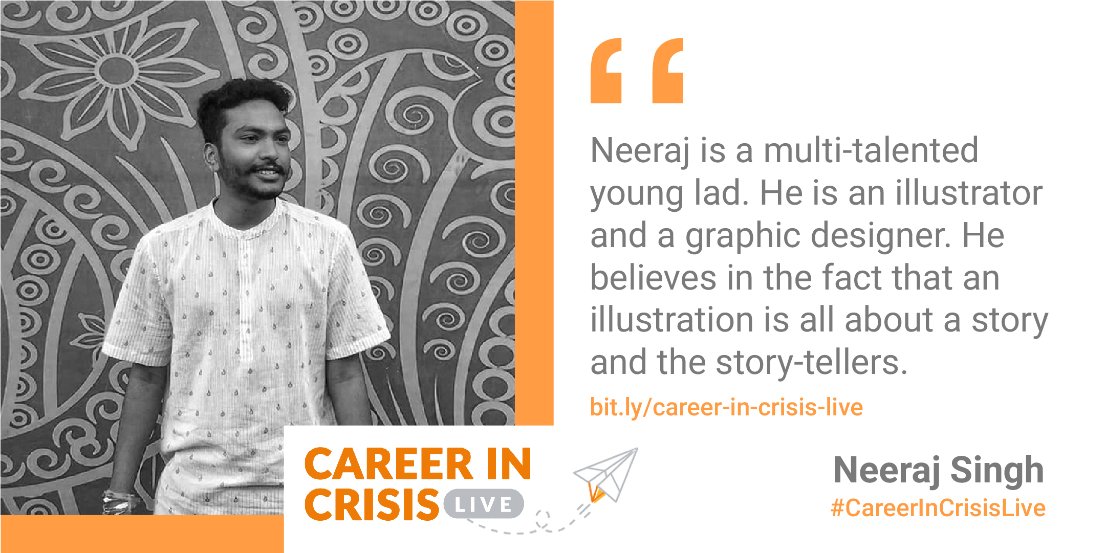 alittleweb's tweet photo. #CareerInCrisisLive Speaker Feature for incredible Neeraj

Neeraj is a multi-talented young lad. He will tell us how the fact that an illustration is all about a story and the story-tellers.

Join us: https://t.co/OyVBRuGXSR

#CareerInCrisisLive #AlittleWeb https://t.co/mObDoheMpc