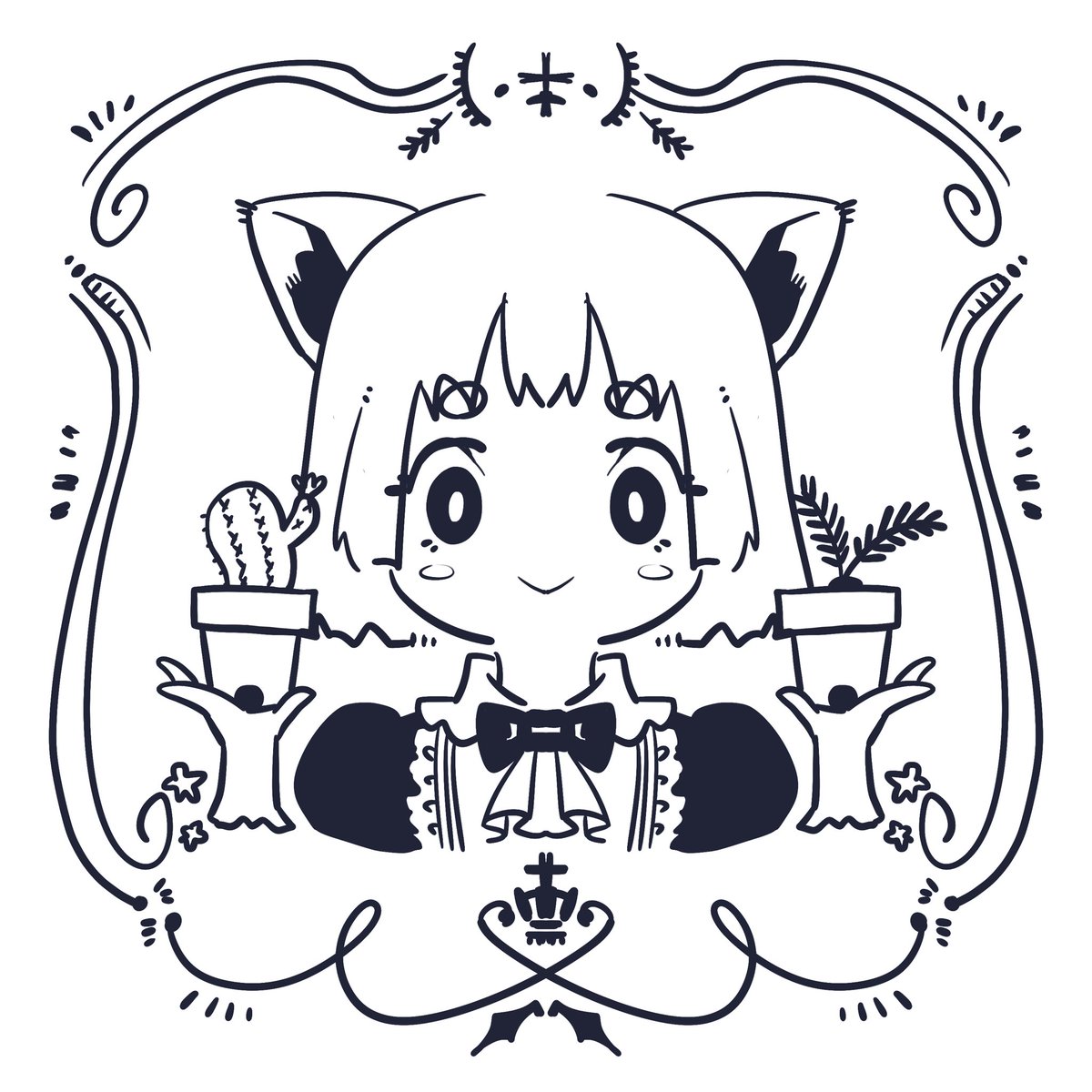 ツールなどを使ってバランスをとったり、
簡単に枠を作るやり方を教えたりしたよ('⊙ω⊙`)
にまいめは植物推し要素ましましねこちゃん??
デザインは楽しく〜 