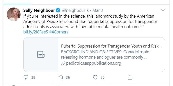 The teens come across well & the program engages on an emotional level. It gives viewers no real idea of the serious global debate about medical ethics & evidence. Executive producer Sally Neighbour did tweet a "landmark study" for those "interested in the science".