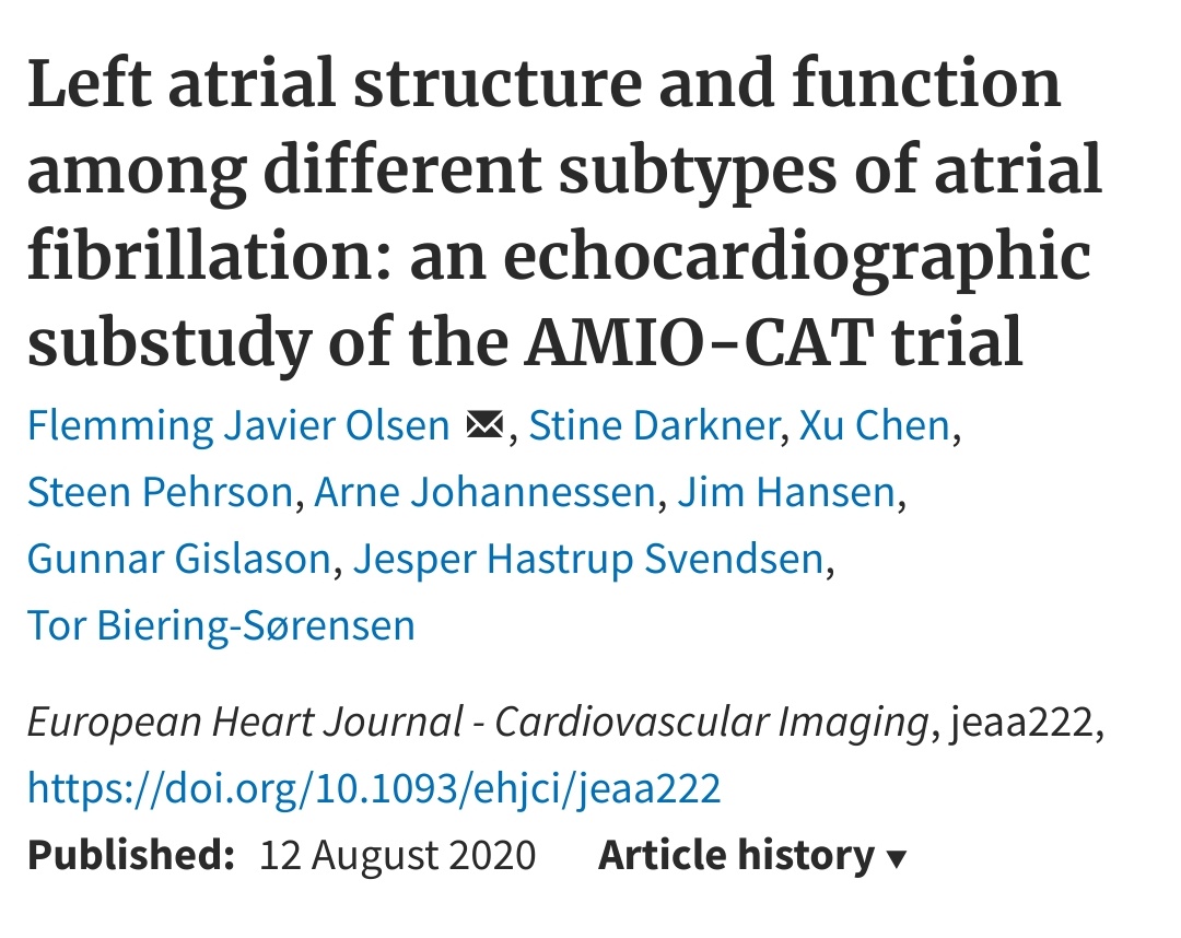 Copenhagen Cardiovascular Research Center (@copcard) on Twitter photo AMIOCAT sub-sdy by FJ Olsen, <a href="/TorBiering/">Tor Biering-Sørensen, MD, MSc, MPH, PhD</a> et al: Pts w/ persistent #Afli VS. paroxysmal Afli had:
1) ⬇️LVEF (48 vs. 53%)
2) ⬆️ End-systolic and end-diastolic LA volumes
3) ⬇️ LA emptying fraction (29 vs. 36%)
4) ⬇️ LA strain (20 vs. 26%)
📰bit.ly/2DY7IIC
#cardiotwitter AMIOCAT sub-sdy by FJ Olsen, <a href="/TorBiering/">Tor Biering-Sørensen, MD, MSc, MPH, PhD</a> et al: Pts w/ persistent #Afli VS. paroxysmal Afli had:
1) ⬇️LVEF (48 vs. 53%)
2) ⬆️ End-systolic and end-diastolic LA volumes
3) ⬇️ LA emptying fraction (29 vs. 36%)
4) ⬇️ LA strain (20 vs. 26%)
📰bit.ly/2DY7IIC
#cardiotwitter