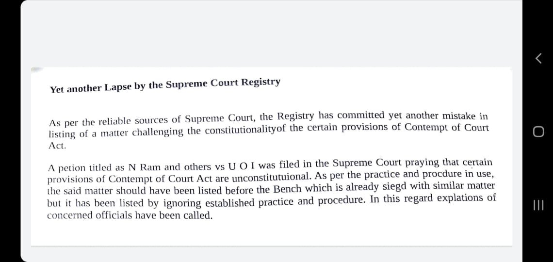 The explanation is that the listing of the case before the bench of Justice Chandrachud was a mistake.