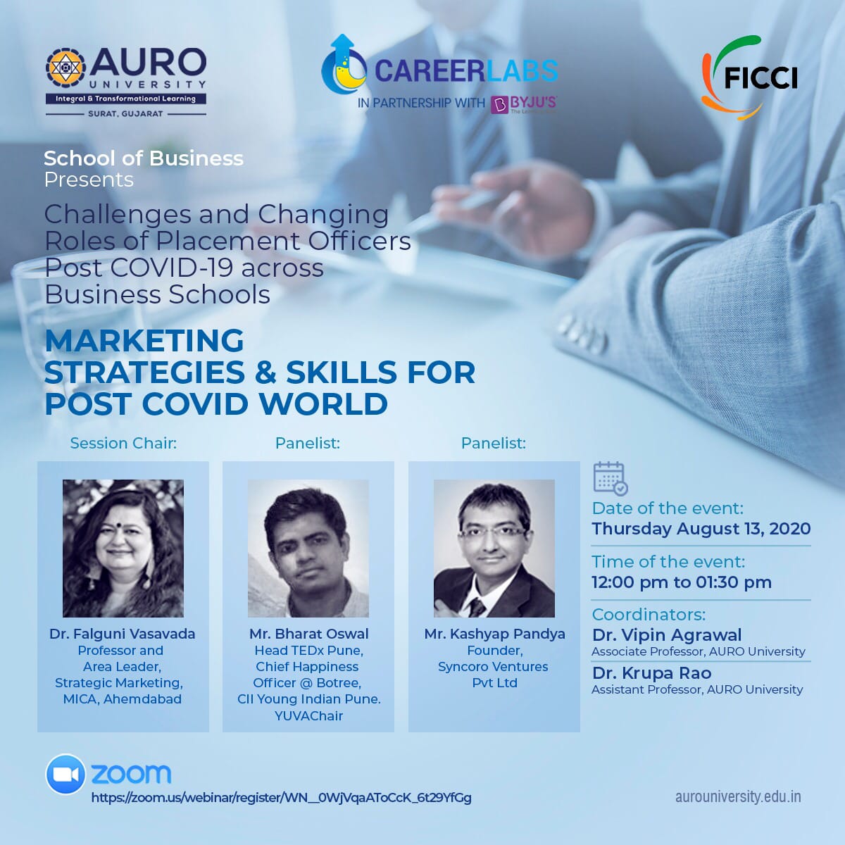 KashyapPandya's tweet photo. School of Business at Auro University, CareerLabs in partnership with BYJU'S, and FICCI present 2-Day National Conference on "Challenges &amp; Changing Roles of Placement Officers Post COVID-19 across Business Schools".  

Register now: here-https://t.co/RLAscYa20A https://t.co/QEAV5x6BHC
