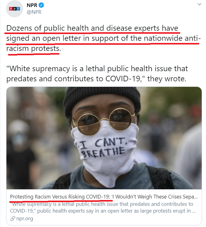 1/Medical Experts said covid-19 meant we must close businesses, cancel weddings, cancel church, miss funerals and stay home.Most of us, through tears and broken hearts, listened.The same experts then gave enthusiastic approval to the massive  #BLM protests,Why?A Thread