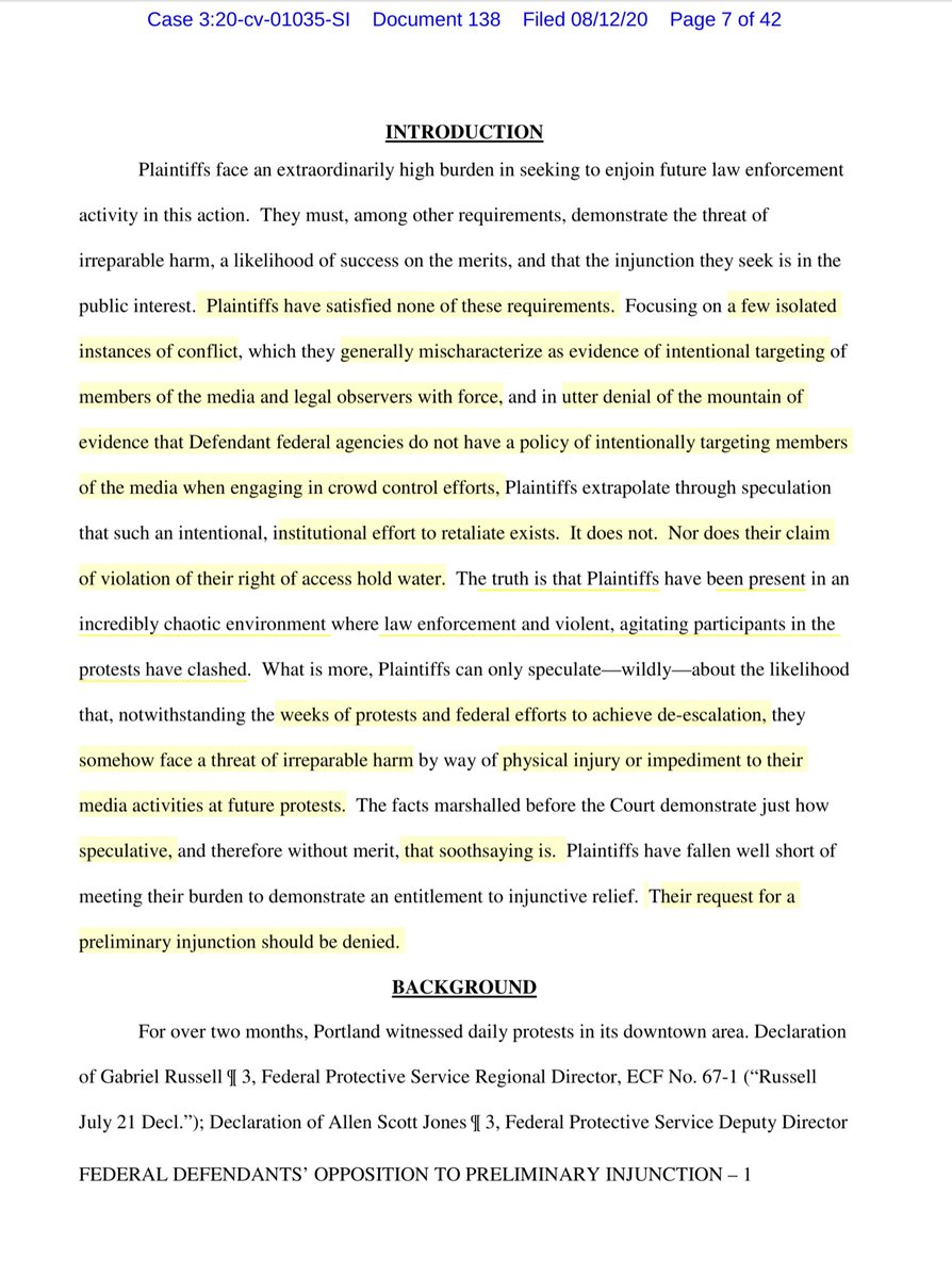 This statement is misleading“Plaintiffs have satisfied none of these requirements”They submitted-30+ Declarations-videos-tweets-other social media post as events unfolded. Conversely Defendants <11 declarations & many included blatant lies. Insane https://ecf.ord.uscourts.gov/doc1/15117641843