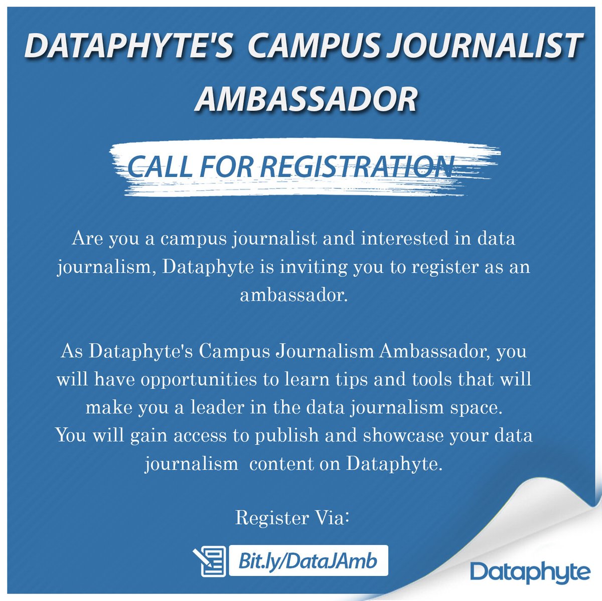 Dataphyte's tweet photo. @Dataphyte is calling for application of campus journalists interested in data journalism. Find more details and apply here 👉🏾 👉🏾  https://t.co/TL0lmDHQIR https://t.co/XjyWqK61Gg