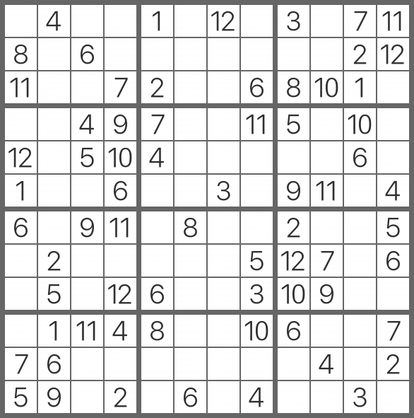 Sudoku 12x12 - Fácil 