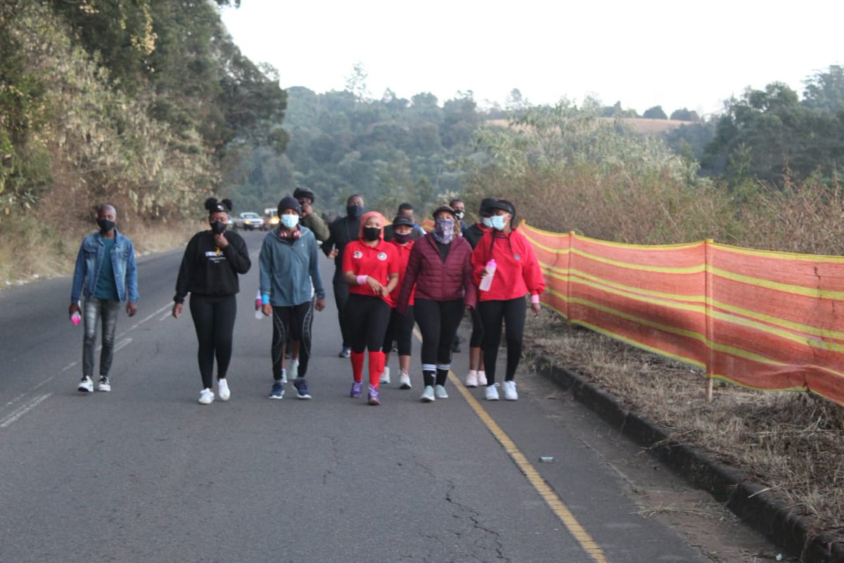 PACSA40YEARS's tweet photo. We stand is solidarity with those whom we share common goal with..
We stand with those whom we are in the same struggle with.
PACSA  joined uMzansi Youth In Business organization walkton from PMB to Durban to raise awareness against GBV 
NO TO WOMEN 
#EnoughIsEnough https://t.co/DSKzLdXBFX