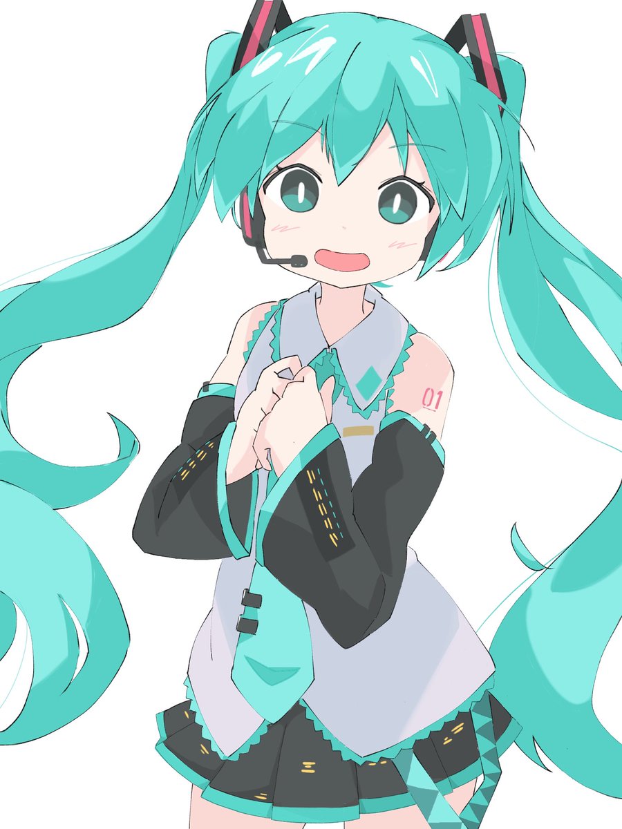 hatsune miku 1girl solo twintails long hair bright pupils skirt white pupils  illustration images