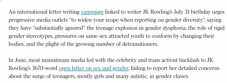 With the self-ID trans topic, vague outrage gets more prominent media coverage than what was actually said, making the backlash puzzling to most people. (When medically transitioned trans adults raise concerns about under-18 gender clinics, they are rarely reported.)