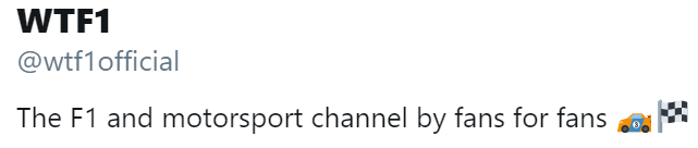 What can we look up to WTF1 then?We should treat WTF1 as what they intend to do: attract new fans and let their voice be heard. Most of us here that has a proper F1 twitter account also have a much greater understanding to the new fans that came here just recently.