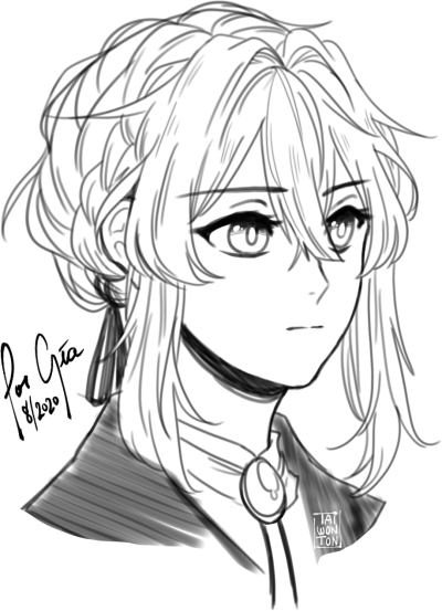 Drew Violet from #violetevergarden for @gia_red on stream this week o/ Thanks for the art trade! 