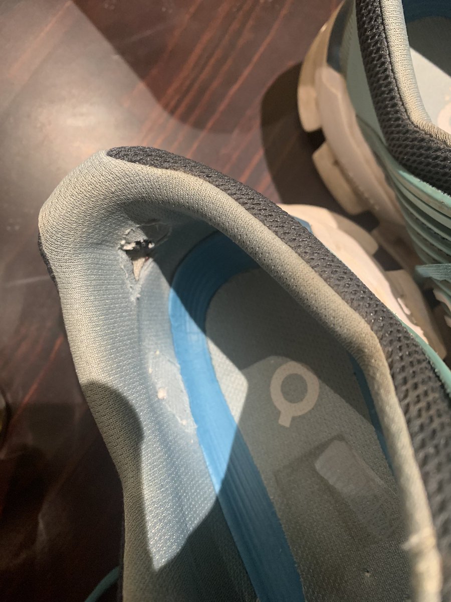 Baby_G_raffe's tweet photo. From loving my @on_running shoes to big disappointment when this happens after only having them for 7 months and get told that they are out of warranty sorry. But you can get a 30% discount on you next purchase. There won’t be a next purchase. Will have to stick to @Nike. https://t.co/xGW9Zt31KO