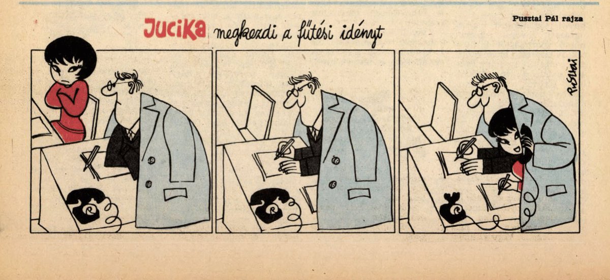 JucikaInOrder's tweet photo. 367. Jucika Starts The Heating Season.
Published on Ludas Matyi on the week of October 12th-18th, 1964.
(No Jucika Appearance for 3 weeks/issues from Sept. 21st to Oct. 11th)
#jucika #jucikainorder #jucikachronological
#LudasMatyi #October1964 #Pusztai #PusztaiPál #PálPusztai https://t.co/ycszieLL3q