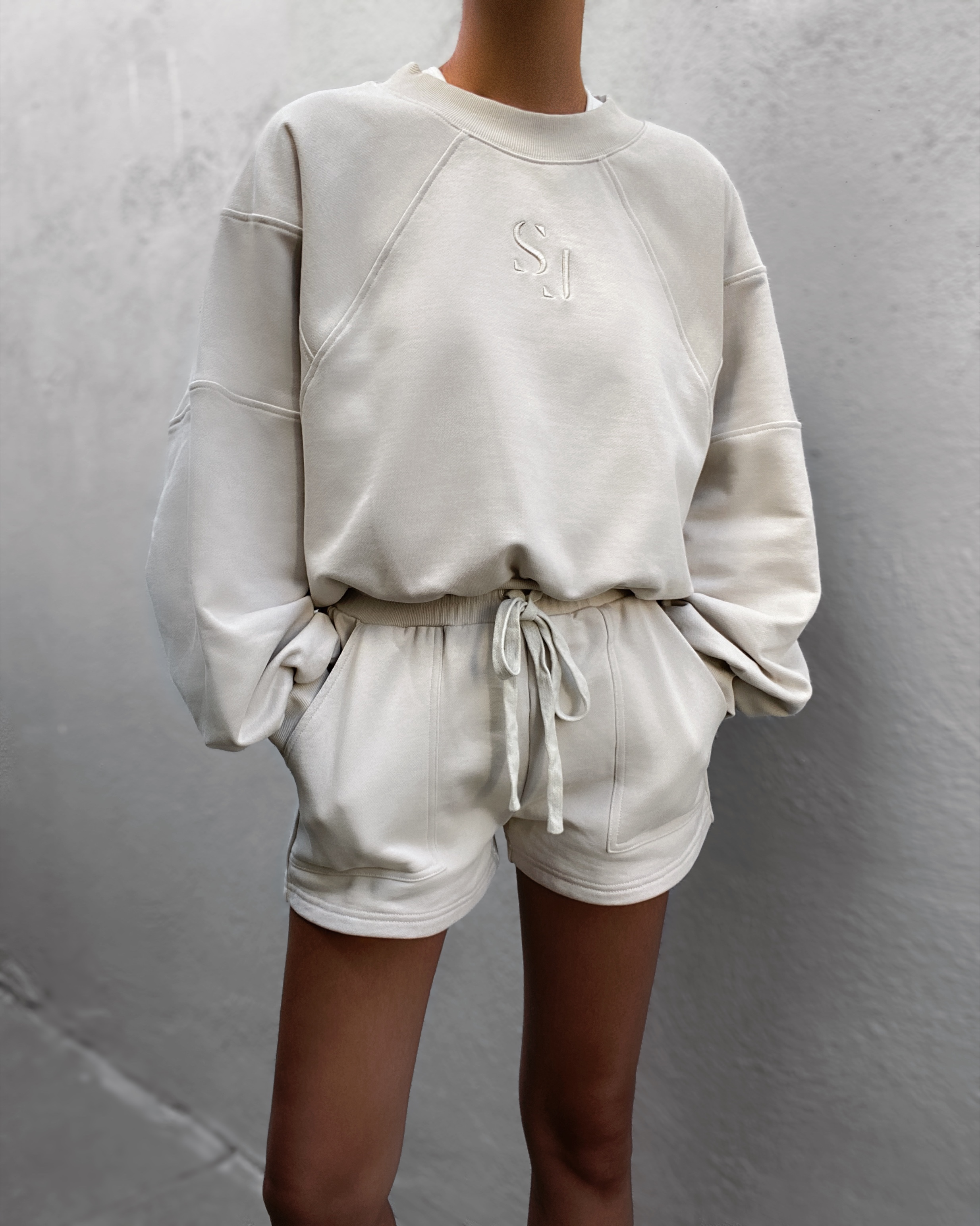 Shona Joy on X Comfy and cute jazy g in our SJ Logo Batwing Sweater Sweat Shorts in Oyster ShonaJoy https t i0m49iSlHM X