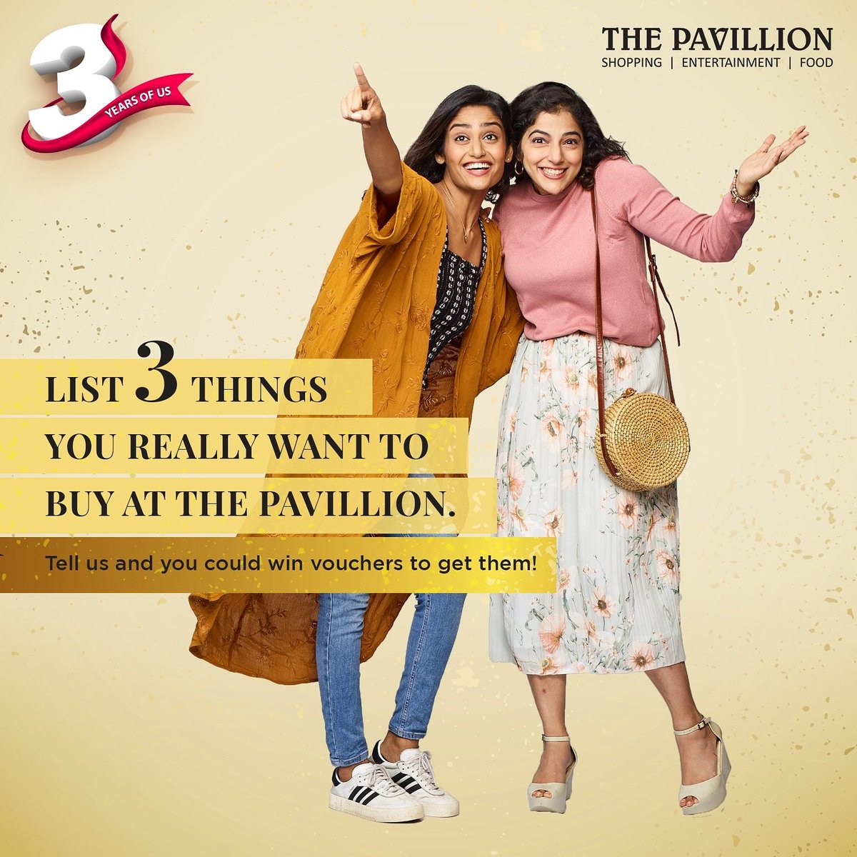 pavillionpune's tweet photo. #ContestAlert
What are the 3 things that you just can’t wait to add to your shopping bag? Tell us in the comments below and stand a chance to make them yours!

#Contest #ContestPost #Shopping #ShoppingList  #ShoppingBag #3YearsOfPavillion #3YearsOfUs #Celebration #Anniversary https://t.co/ifjccPPlFZ
