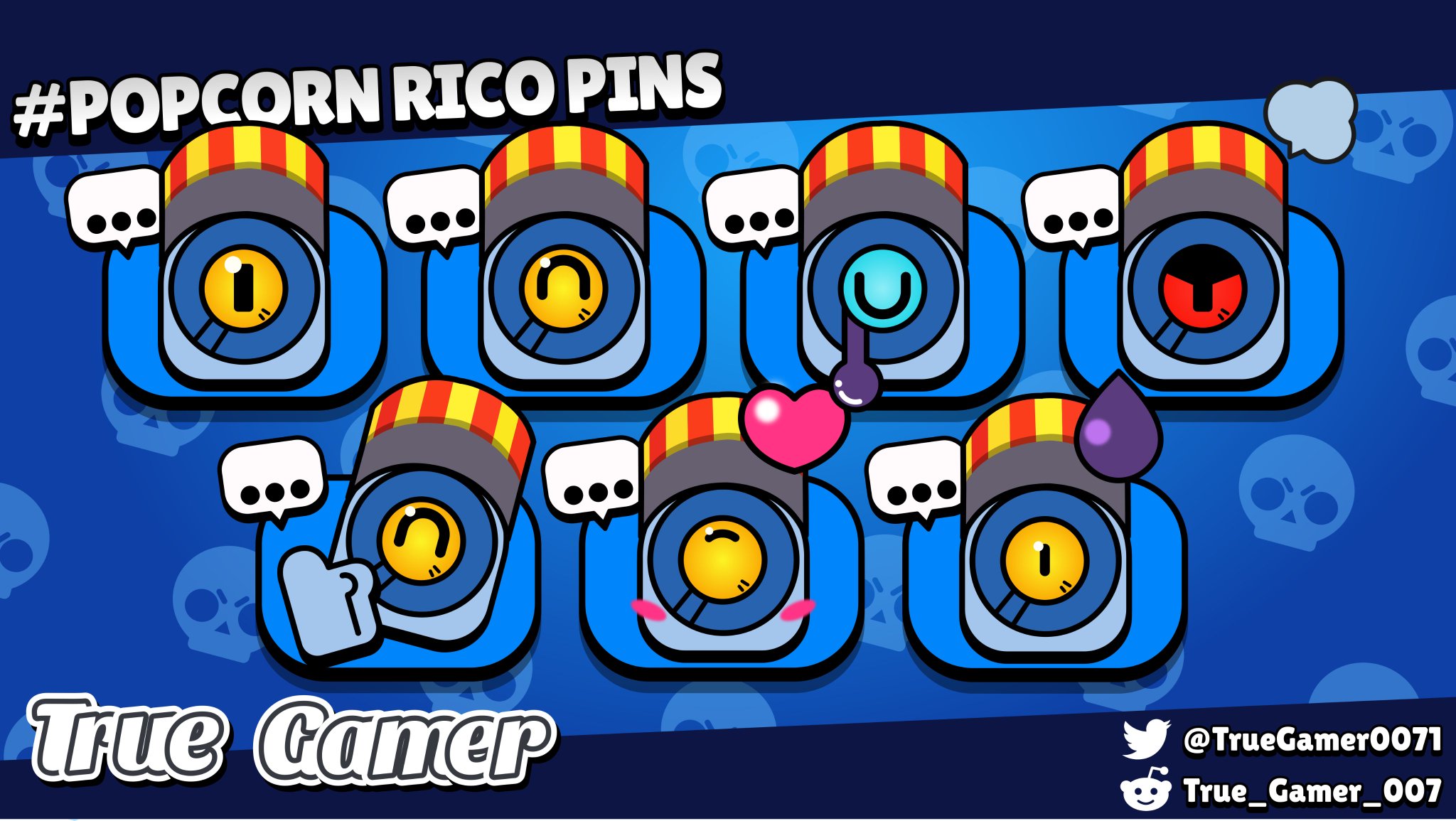 Truegamer007 On Twitter Brawlstars Brawlerpins Popcornrico Teamwork For The Win Popcorn Rico Pins Skin Count 56 108 - brawl stars angry pin