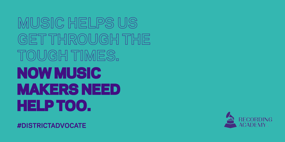 Today we join <a href="/RecordingAcad/">GRAMMYS</a> <a href="/GRAMMYAdvocacy/">GRAMMY Advocacy</a>'s #DistrictAdvocate day to urge Members of Congress to take action on key #COVID19 priorities for our music community––access to small biz loans and unemployment benefits for the music community and underserved communities. #thinkmm