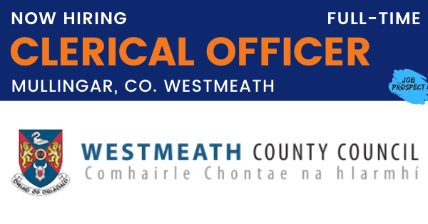 Job_Prospect's tweet photo. Clerical Officer | Full-Time, Permanent | Westmeath County Council, Mullingar, Co. Westmeath

Salary scale: €24,120 to €39,793 PA

To apply, please click the link below;
https://t.co/GBzVMtlOmT

#Westmeath #Jobs #WestmeathCountyCouncil #Ireland #JobAlert #jobopportunity #Job https://t.co/X6HgvyoY2a